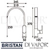 Bristan Cherry Easyfit Sink Mixer Brushed Nickel Kitchen Tap Dimensions
